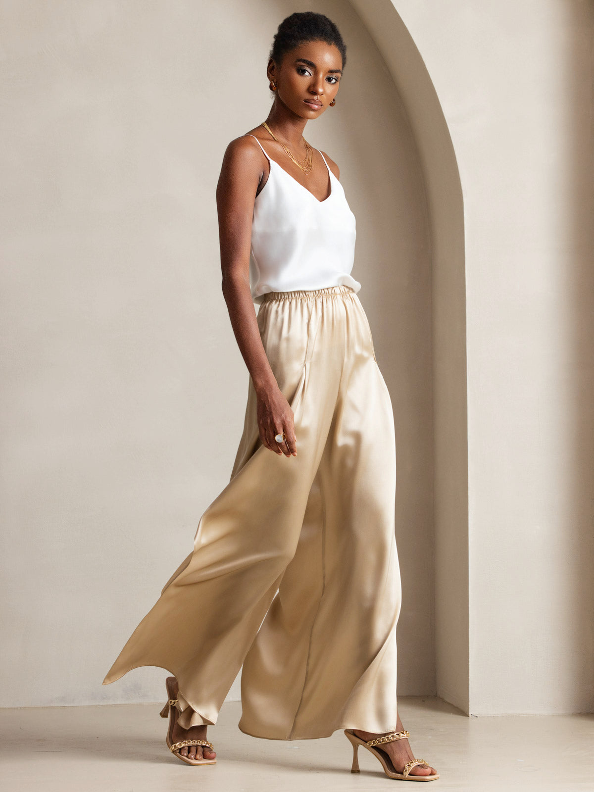 [Blanc] SilkSilky-FR Pure Soie Sans manches Camisoles 003