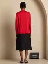 [Rouge Vineux] SilkSilky-FR 19Momme Manches longues À Nouer Blouse 002