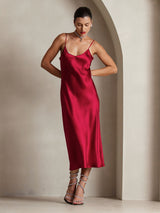 [Rouge Vineux] SilkSilky-FR Sleeveless V Neck Robes 003
