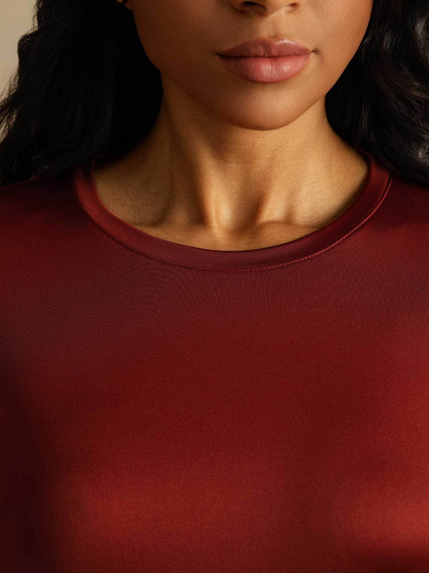 [Brique Cuite] SilkSilky-FR Soie Womens T-Shirt 004,