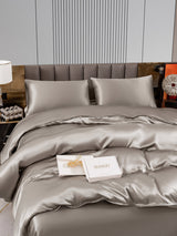 [Gris] SilkSilky-FR 22Momme Parure de Lit Soie 005