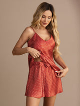 [Ginkgo Bordeaux] SilkSilky-FR Sleeveless V Neck Ensemble Camisole 005