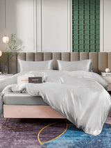 [Argent] SilkSilky-FR 25Momme Parure de Lit Soie 006