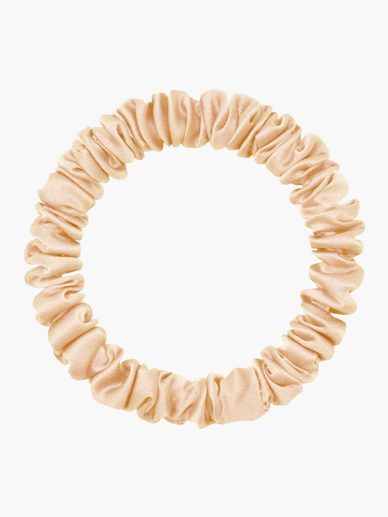 SilkSilky-FR 19Momme Pure Soie Scrunchie Champagne 004