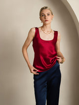 [Rouge Vineux] SilkSilky-FR Sleeveless Top À Fines Brides 001