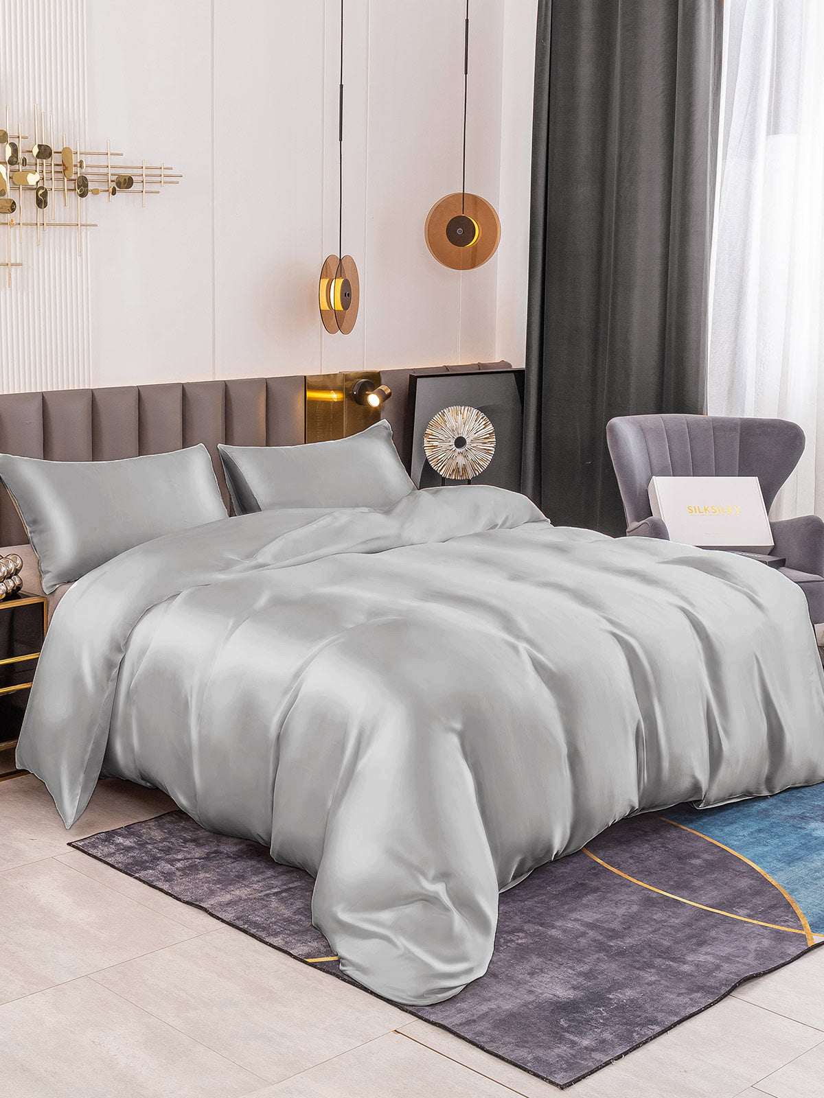 [Argent] SilkSilky-FR 19Momme Pure Soie Bedding Set 001
