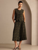 [Pin Vintage] SilkSilky-FR Sleeveless Crew Neck Women's Outfit Sets 001