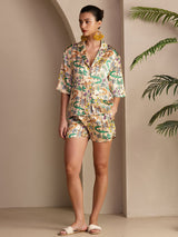 [Crocodile Sable] SilkSilky-FR Short Sleeve Notch Collar Femme Pyjamas 003