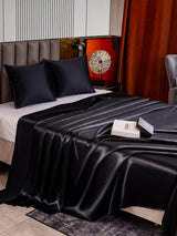 [Noir] SilkSilky-FR Parure de Lit Soie 004