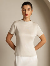 [Gris] SilkSilky-FR Short Sleeve Femme T-Shirt 001