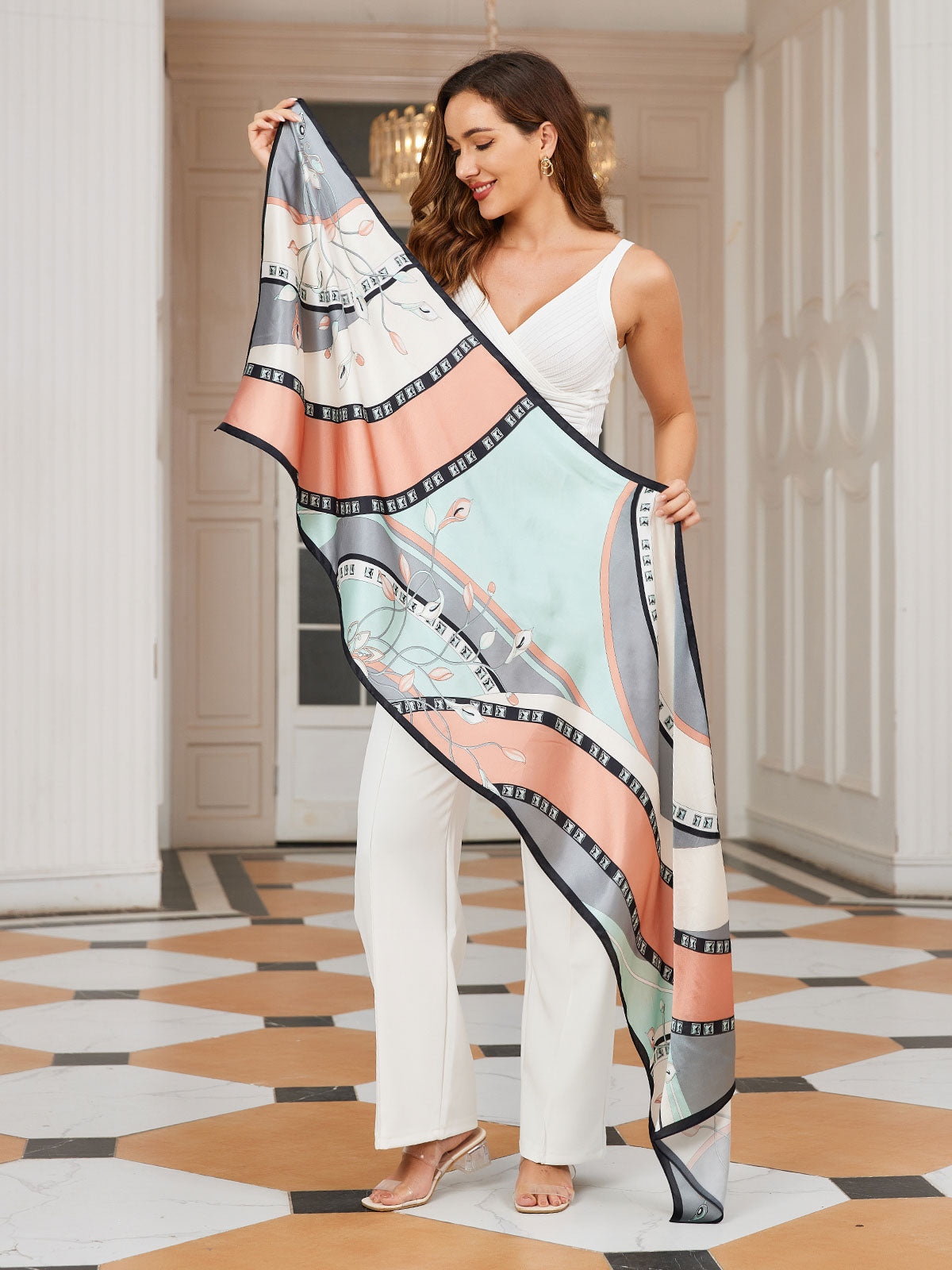 [P030] SilkSilky-FR Pure Soie Scarf 003,