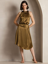 [Brun] SilkSilky-FR Sleeveless Halter Femme T-Shirt 005