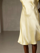[Jaune] SilkSilky-FR Cap Sleeve V Neck Chemises de nuit 007