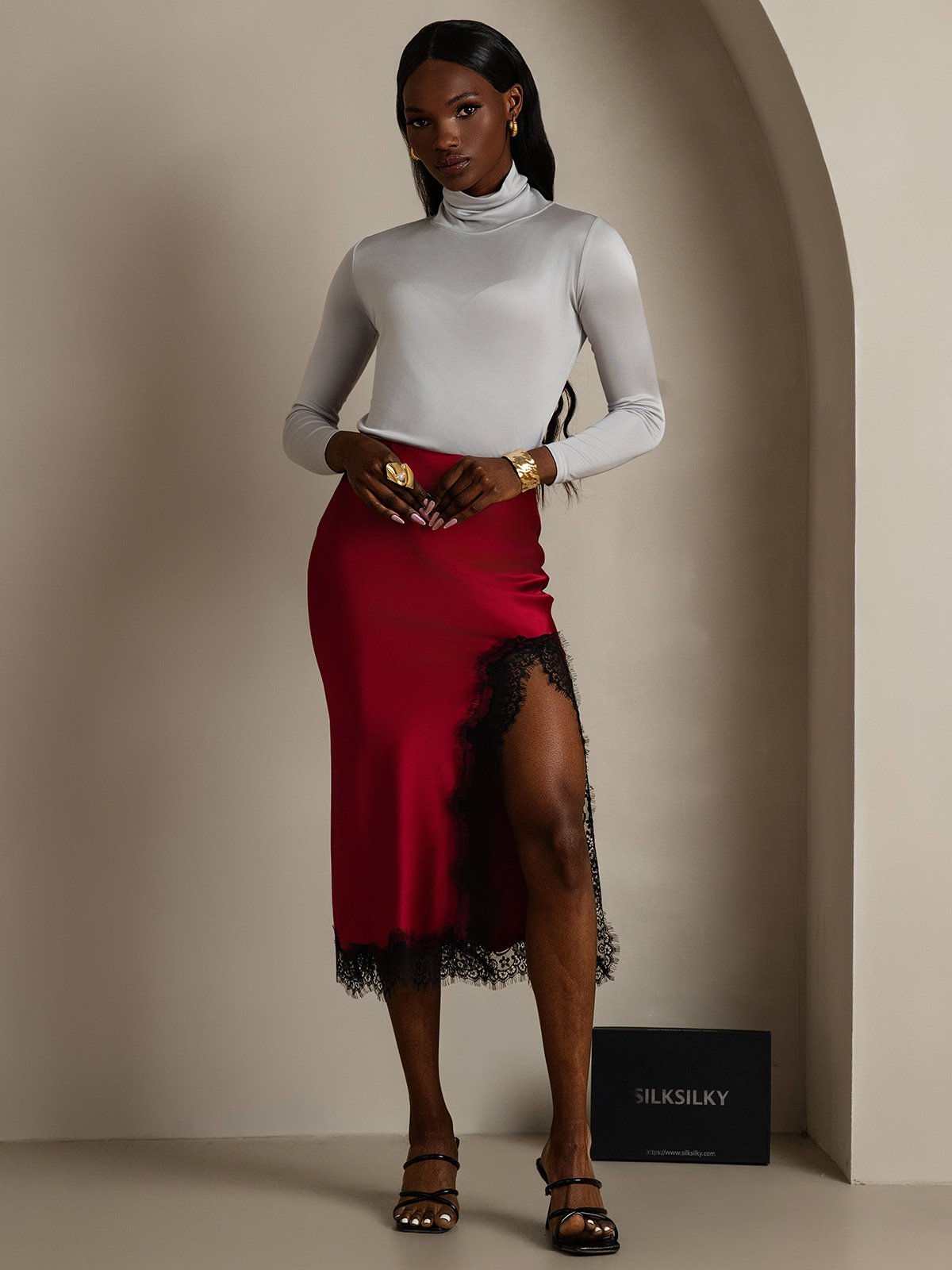 [Rouge Vineux] SilkSilky-FR 19Momme Soie Skirt 005