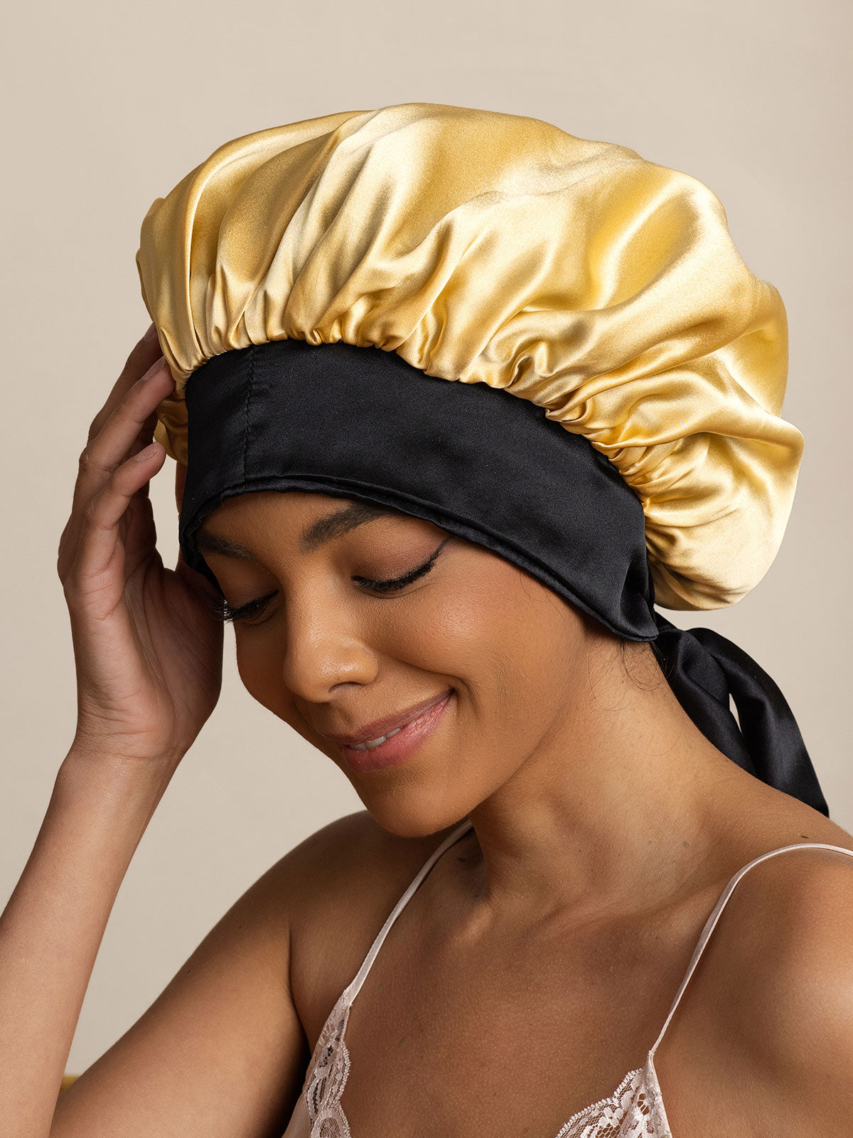 SilkSilky-FR Pure Soie Sleep Cap Champagne 004