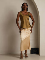 [Brun] SilkSilky-FR Sleeveless Top À Fines Brides 007