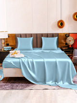 [Bleu Clair] SilkSilky-FR Parure de Lit Soie 005