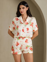 [Grenade Blanche] SilkSilky-FR Short Sleeve Notch Collar Femme Pyjamas 003
