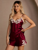 [Rouge Vineux] SilkSilky-FR Sleeveless V Neck Ensemble Camisole 005