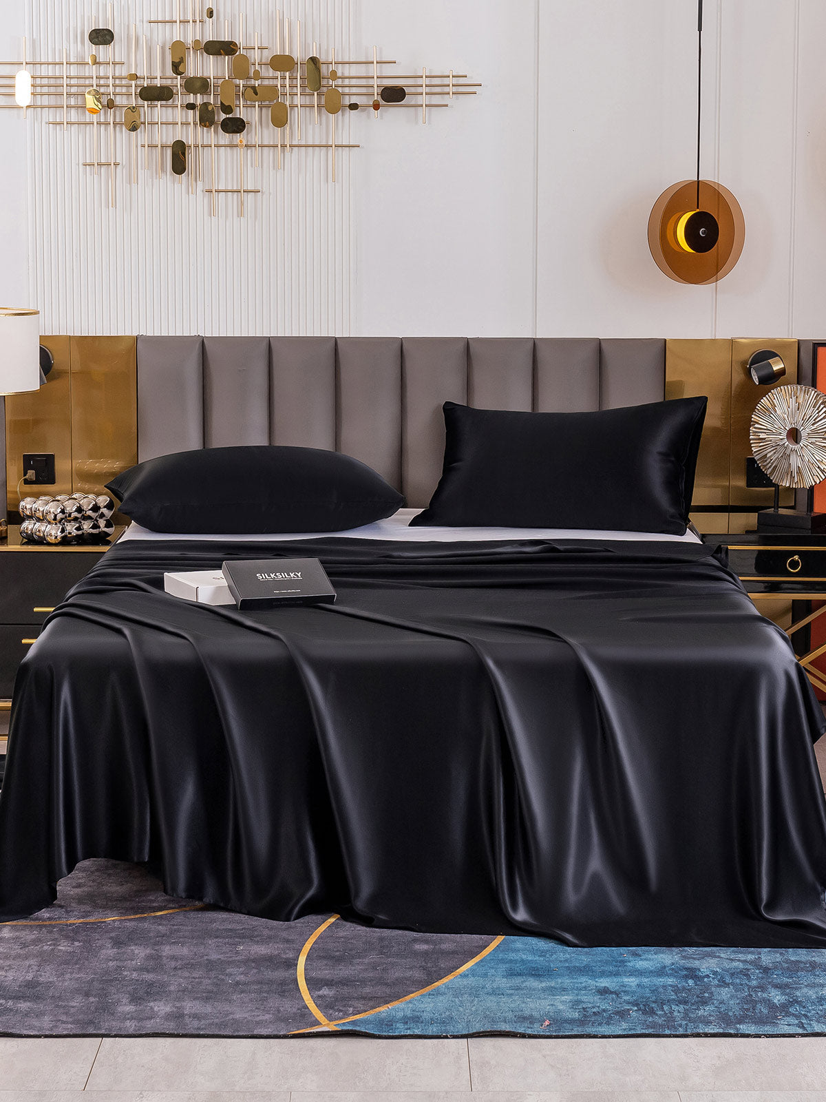 [Noir] SilkSilky-FR 19Momme Pure Soie Bedding Set 002