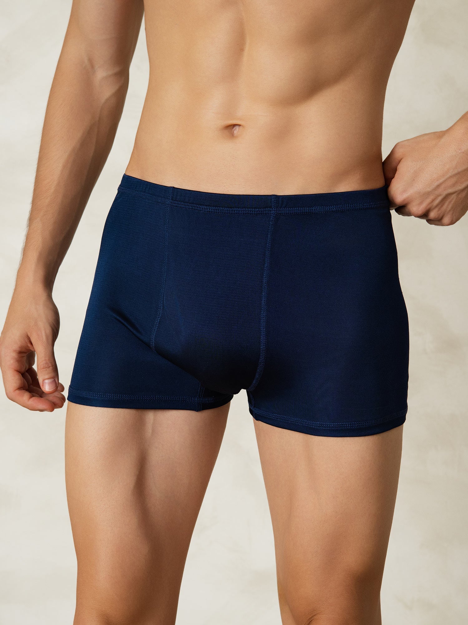 [Bleu Foncé] SilkSilky-FR Soie Tricotée Mens Underwear 003