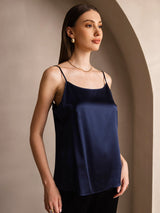 [Bleu Foncé] SilkSilky-FR Spaghetti Strap Top À Fines Brides 004