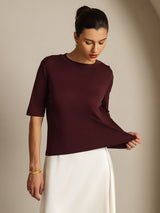 [Vin De Windsor] SilkSilky-FR Half Sleeve Crew Neck Femme T-Shirt 005