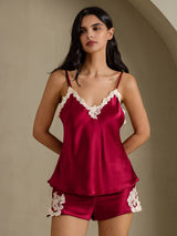 [Rouge Vineux] SilkSilky-FR Sleeveless V Neck Ensemble Camisole 001