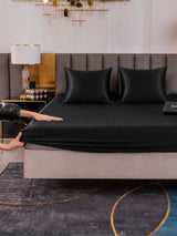 [Noir] SilkSilky-FR Parure de Lit Soie 006