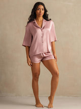 [Peau De Pêche] SilkSilky-FR 19Momme Manches mi-longues Col Cranté Femme Pyjamas 007
