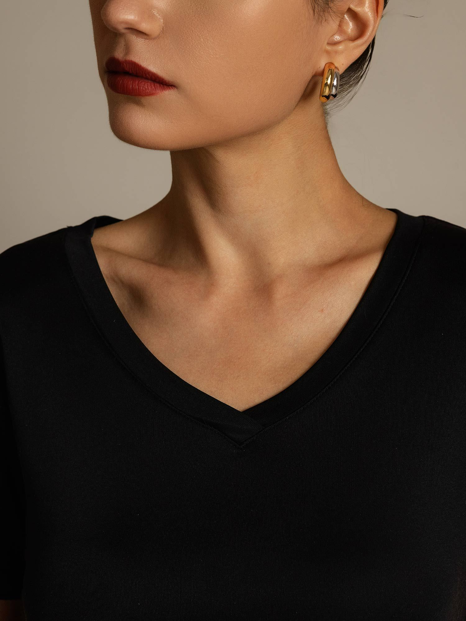 [Noir] SilkSilky-FR Soie Womens T-Shirt 004