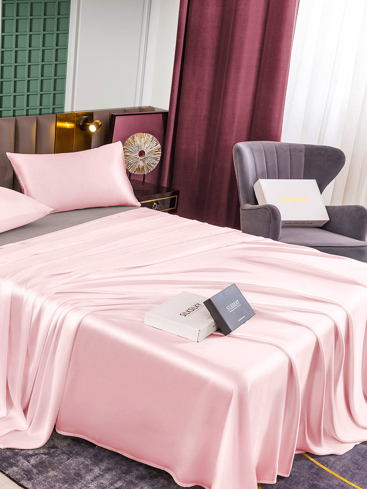 [Rose] SilkSilky-FR 25Momme Pure Soie Bedding Set 004