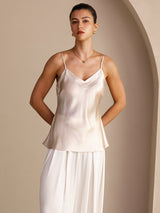 [Beige] SilkSilky-FR Sleeveless V Neck Top À Fines Brides 003