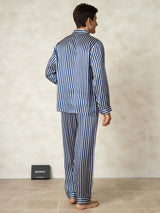 [Rayure Marine] SilkSilky-FR 19Momme Pure Soie Mens Pajamas 002,