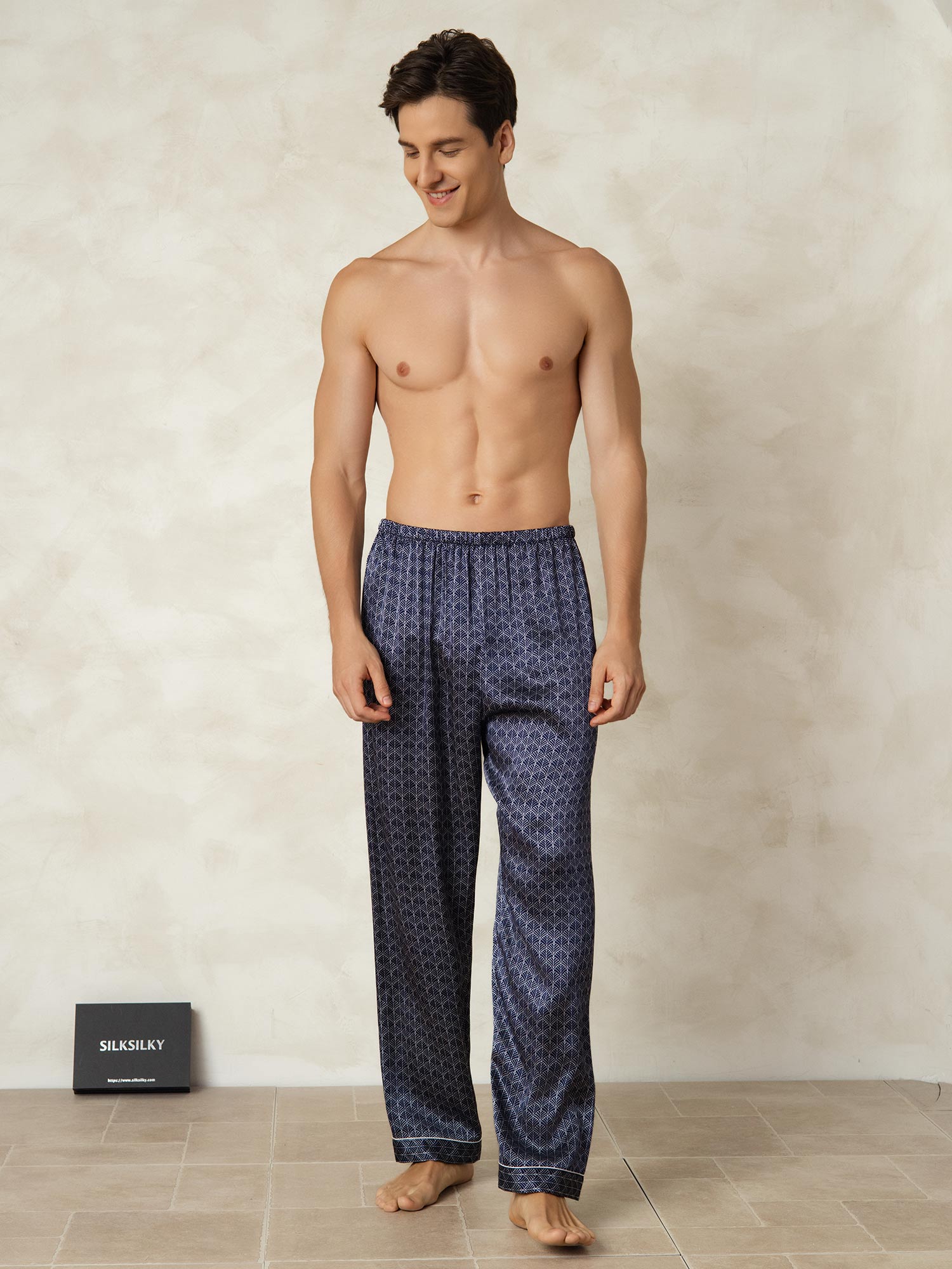 [Ginkgo Marine] SilkSilky-FR Pure Soie Mens Sleep Bottoms 005