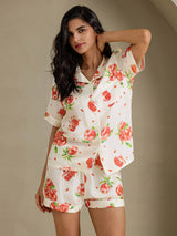 [Grenade Blanche] SilkSilky-FR Short Sleeve Notch Collar Femme Pyjamas 004