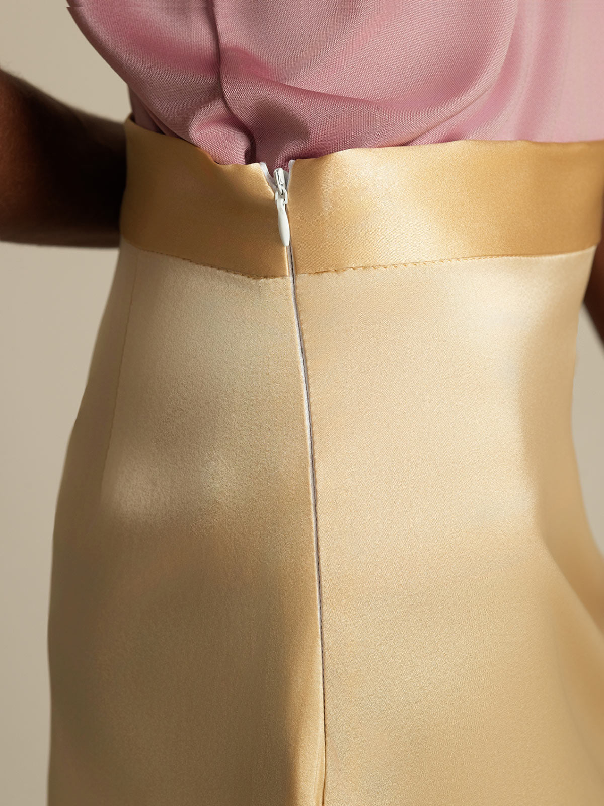 [Champagne] SilkSilky-FR 19Momme Soie Skirt 006