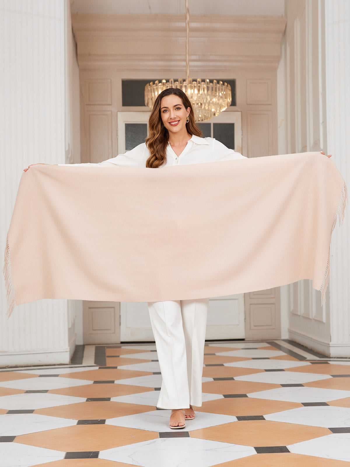 [Beige] SilkSilky-FR Laine Scarf 004
