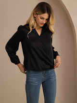 [Noir] SilkSilky-FR Long Sleeve Blouse 003