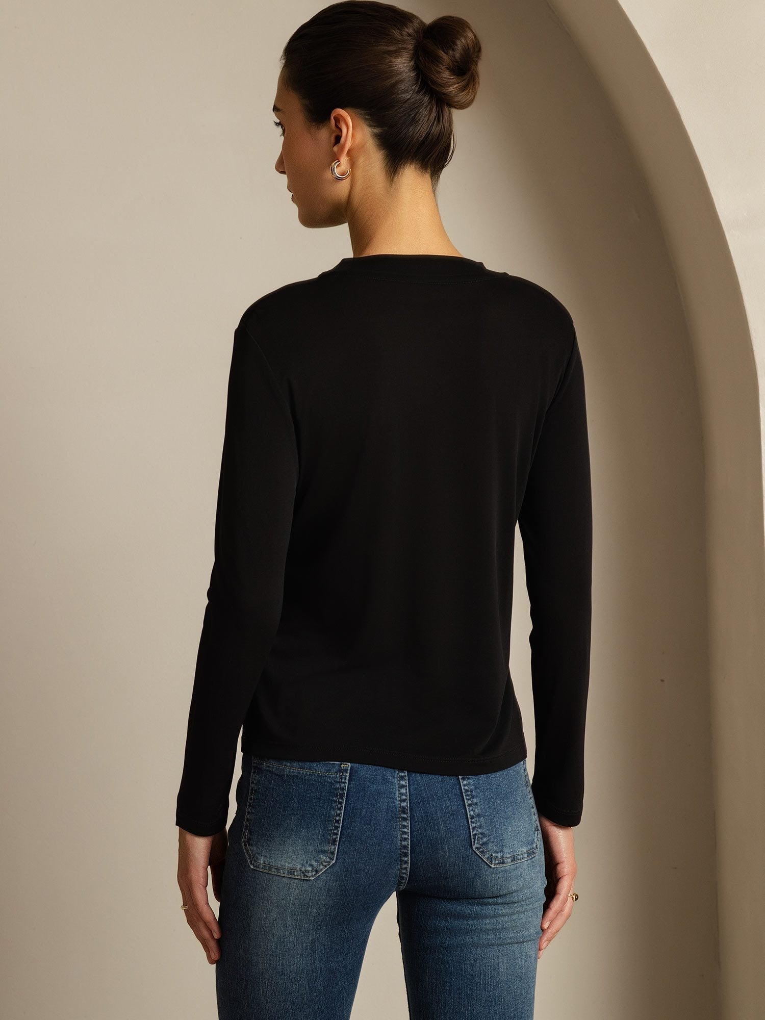 [Noir] SilkSilky-FR Soie Womens T-Shirt 002,