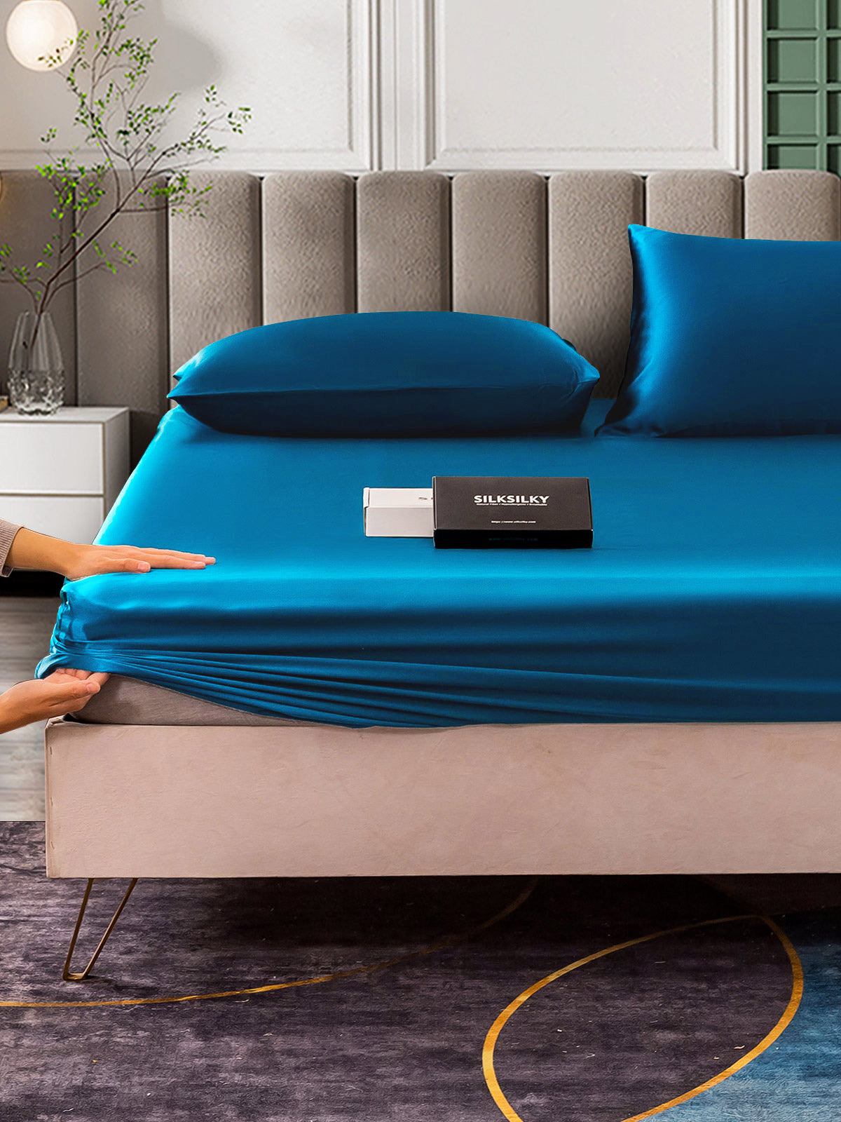 [Bleu Royal] SilkSilky-FR 25Momme Pure Soie Bedding Set 006