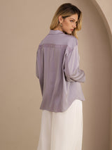 [Violette] SilkSilky-FR Long Sleeve Lapel Collar Blouse 002