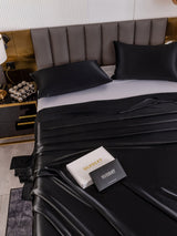 [Noir] SilkSilky-FR 19Momme Parure de Lit Soie 005