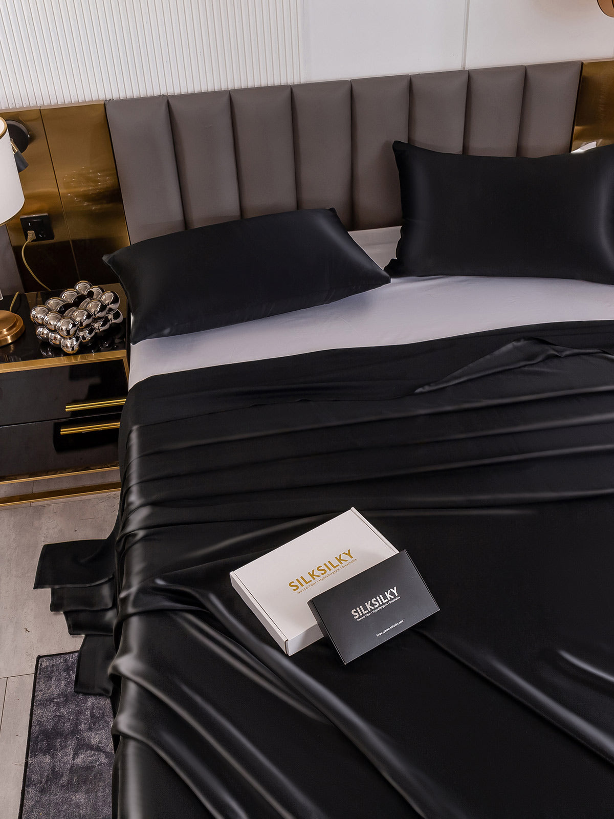 [Noir] SilkSilky-FR 19Momme Pure Soie Bedding Set 004