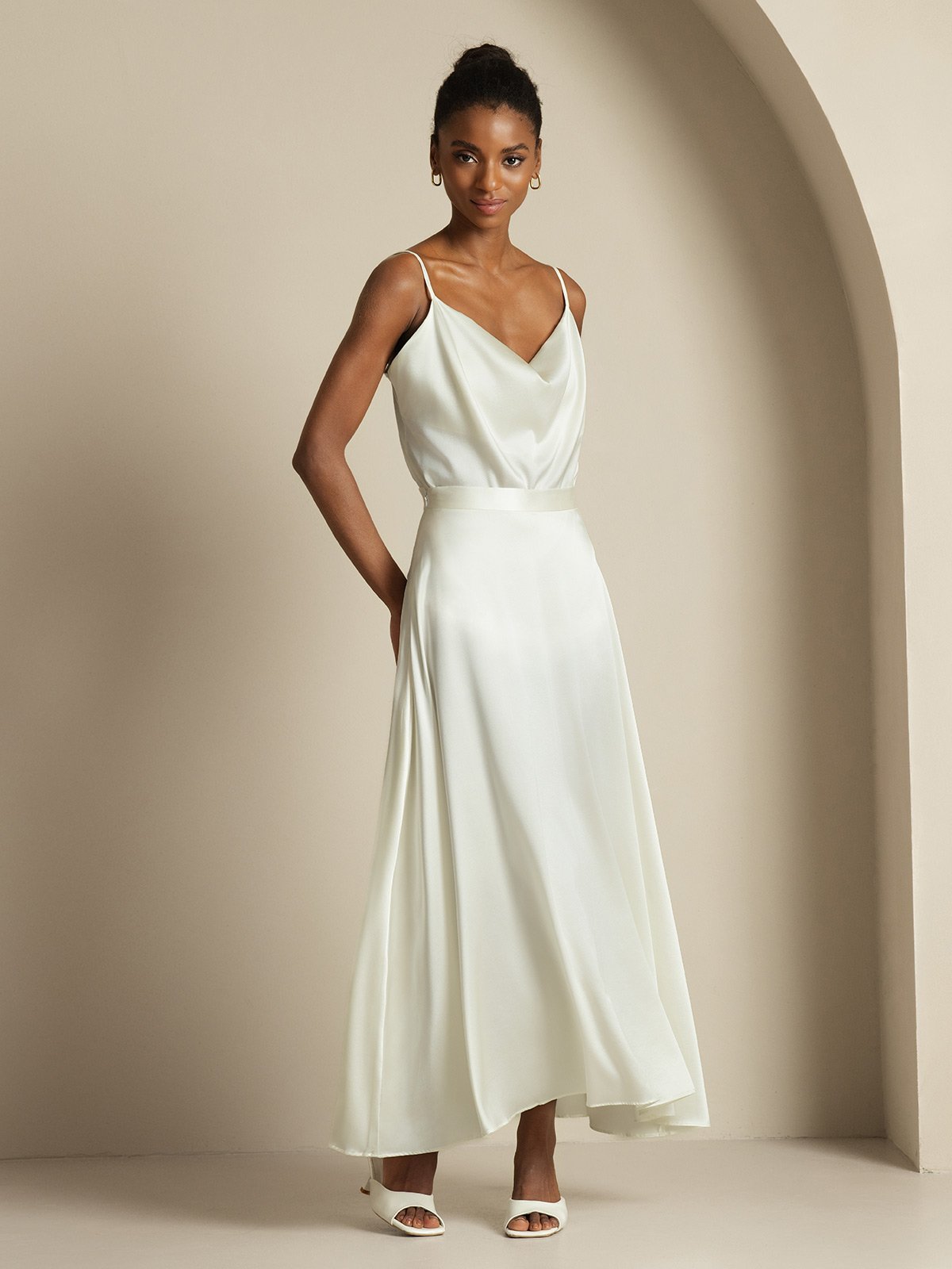 [Blanc] SilkSilky-FR 19Momme Soie Col Chemise Women''s Outfit Sets 005,