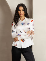 [Papillon Blanc] SilkSilky-FR Long Sleeve Lapel Collar Femme Chemise 006
