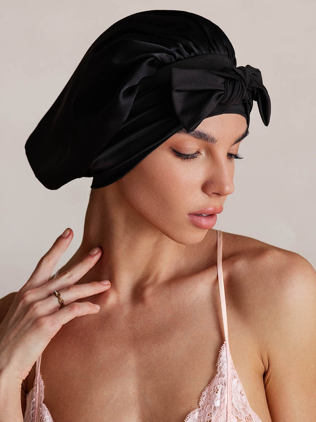 SilkSilky-FR Soie Sleep Cap Noir 002