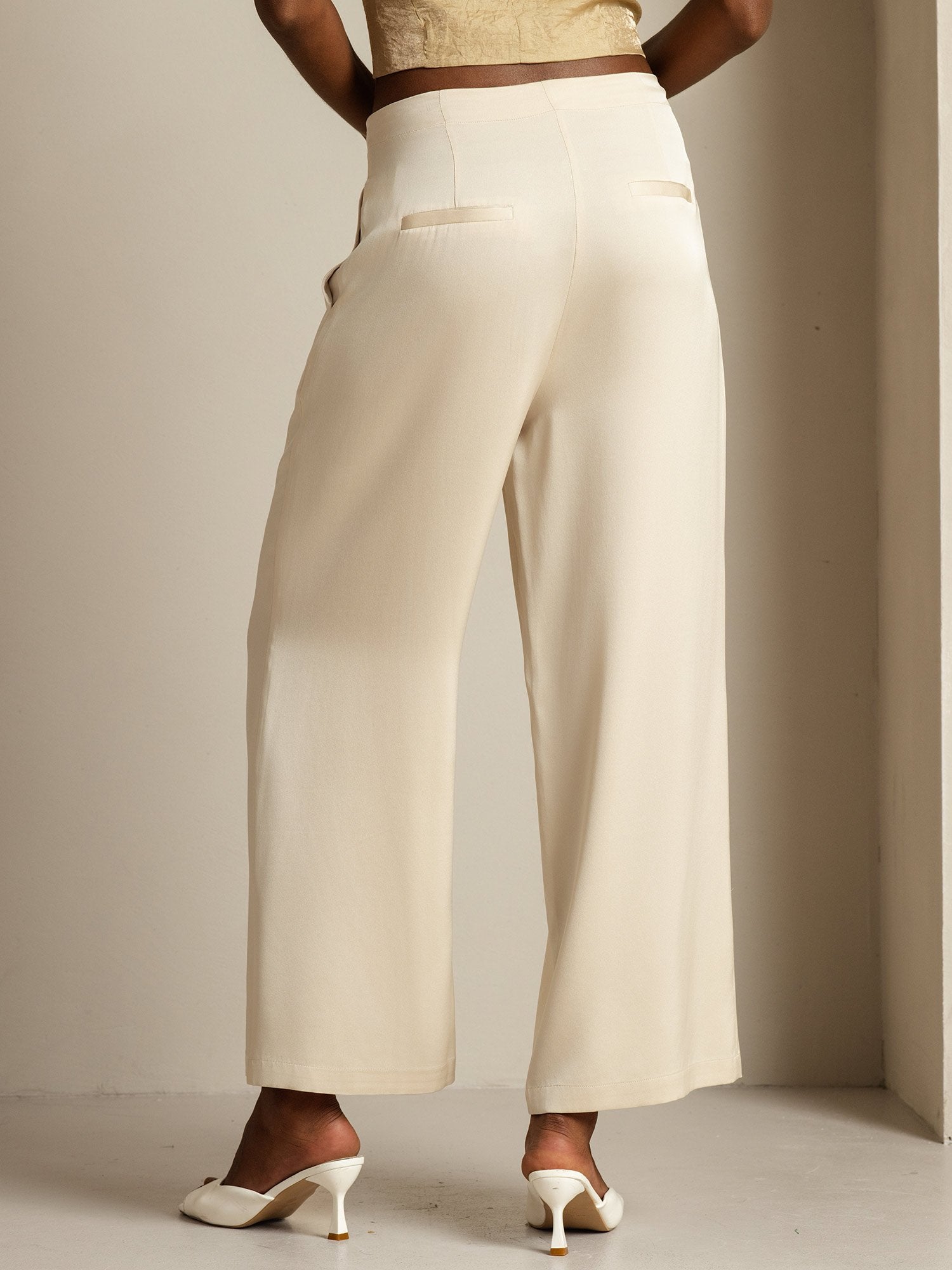 [Beige] SilkSilky-FR 19Momme Soie Womens Pants 002