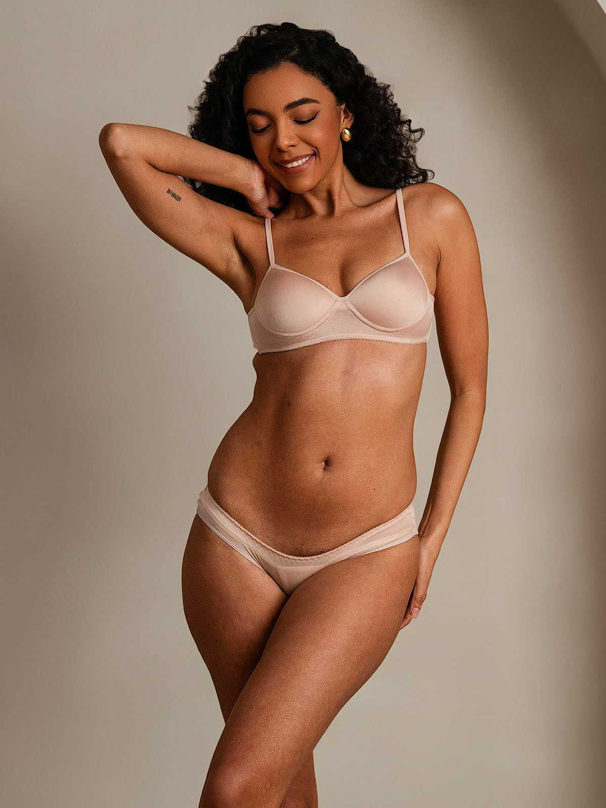 [Rose] SilkSilky-FR Soie Tricotée Bra&Panty Set 004