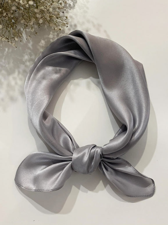 [Gris] SilkSilky-FR Pure Soie Scarf 001